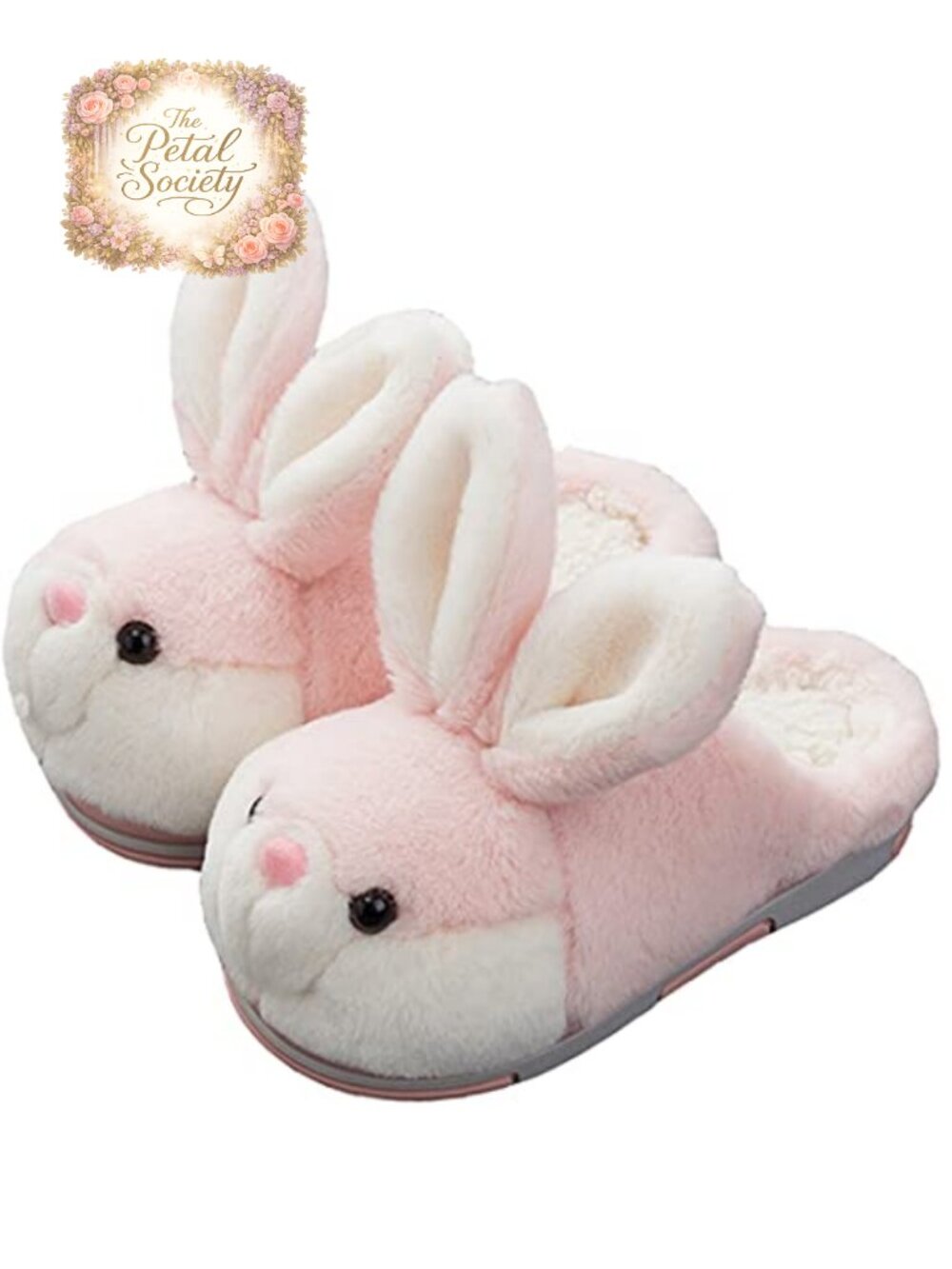 Plush Bunny Slippers Memory Foam Non-Slip Rubber Sole Cozy Winter